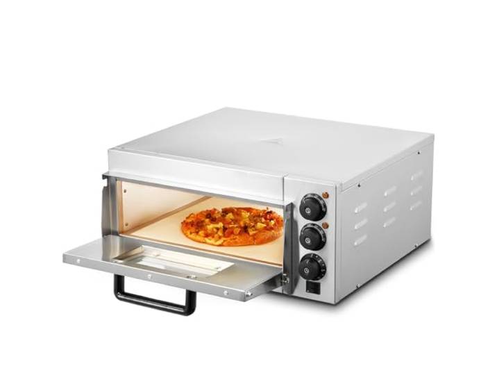 VEVOR Four à Pizza Commercial Capacité 14 po\, Four Électrique de Comptoir Simple Étage\, en Acier Inoxydable\, avec Pierre et Poignée\, Machine à Pizza d'Intérieur Polyvalente pour Restaurant Maison