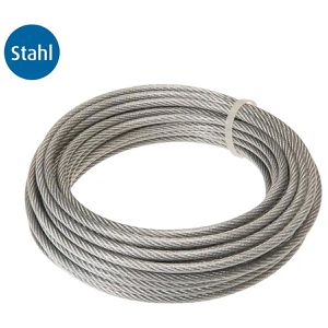 Conacord Drahtseil 527053, Traglast bis 105 kg, 3 / 4 mm Durchmesser, 6 x 7, verzinkt und ummantelt, 10 m