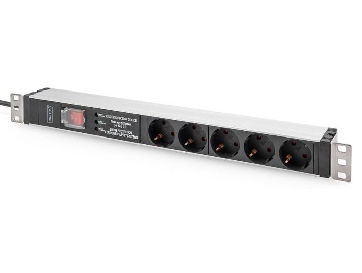 DIGITUS DN-95433 DIGITUS Bâti de prises 19\ avec interrupteur\, 5x\, 1 UH