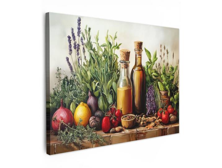 LEINWANDBILD Stilleben - Kräuter - Gewürze - Früchte - Farbenfroh Wandbilder 80x60 cm