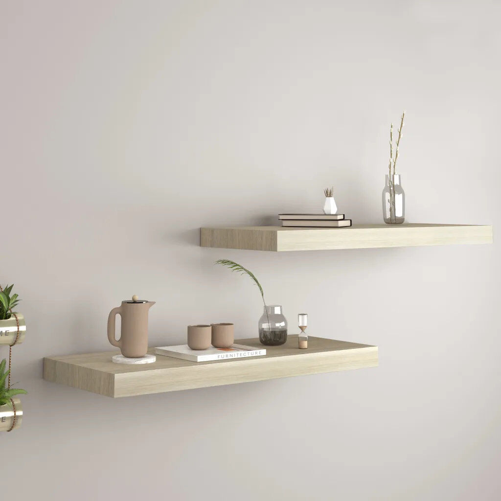 17 Stories Arson 2 Piece Floating Shelf Oak 3.8cm H x 23.5cm W x 60cm D