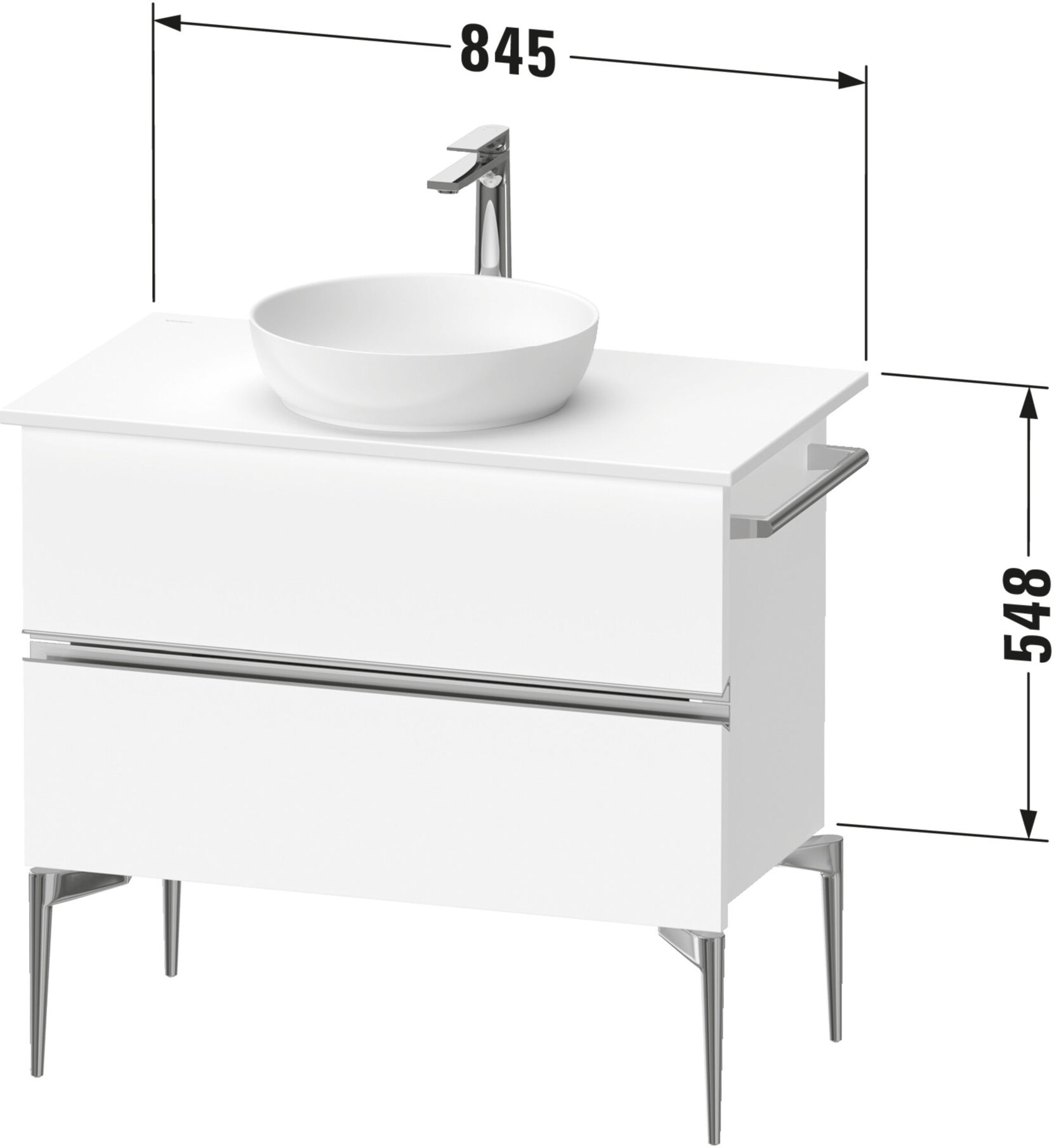 Duravit Konsolen-Waschtischunterbau bodenstehend Sivida 84,5x54,8x47,5cm, w m, 2 Schub., Gr. chr (SV4658010180000)