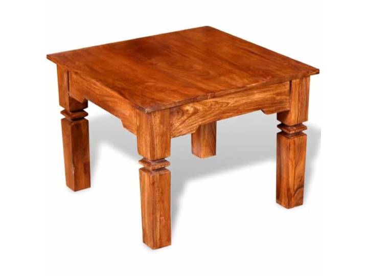 KTHLBRH Couchtisch aus Massivholz, 60 x 60 x 45 cm, Braun Akazienholz mit Bernstein-Finish, Palisander-Behandlung, einfach zu montieren, Sofatisch
