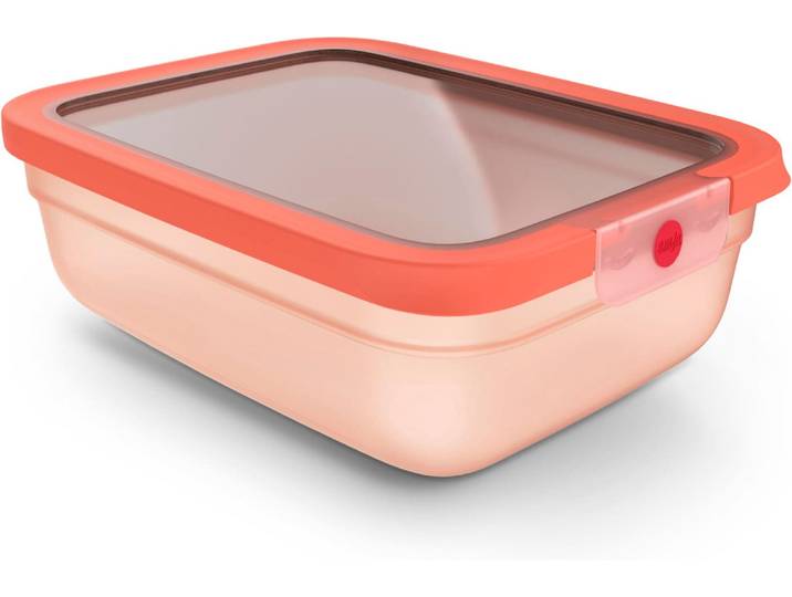Frischhaltedose EMSA oneClick , rosa (orange), B:20,19cm H:8,5cm L:25,97cm, Polyprophylen (PP), Lebensmittelaufbewahrungsbehälter, Frischhaltedose, verschlossen mit nur 1 x Klick, 100% dicht, made in Germany