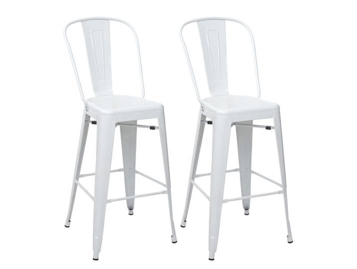 Jamb Barhocker Metall Weiß 2er-Set, Metall, 50x117x45 cm, Esszimmer, Barmöbel, Barhocker