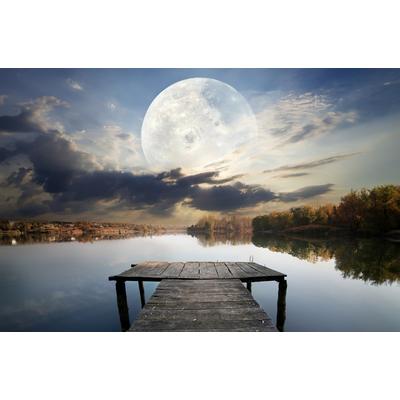 Papermoon "Steg im Wasser mit Mond"