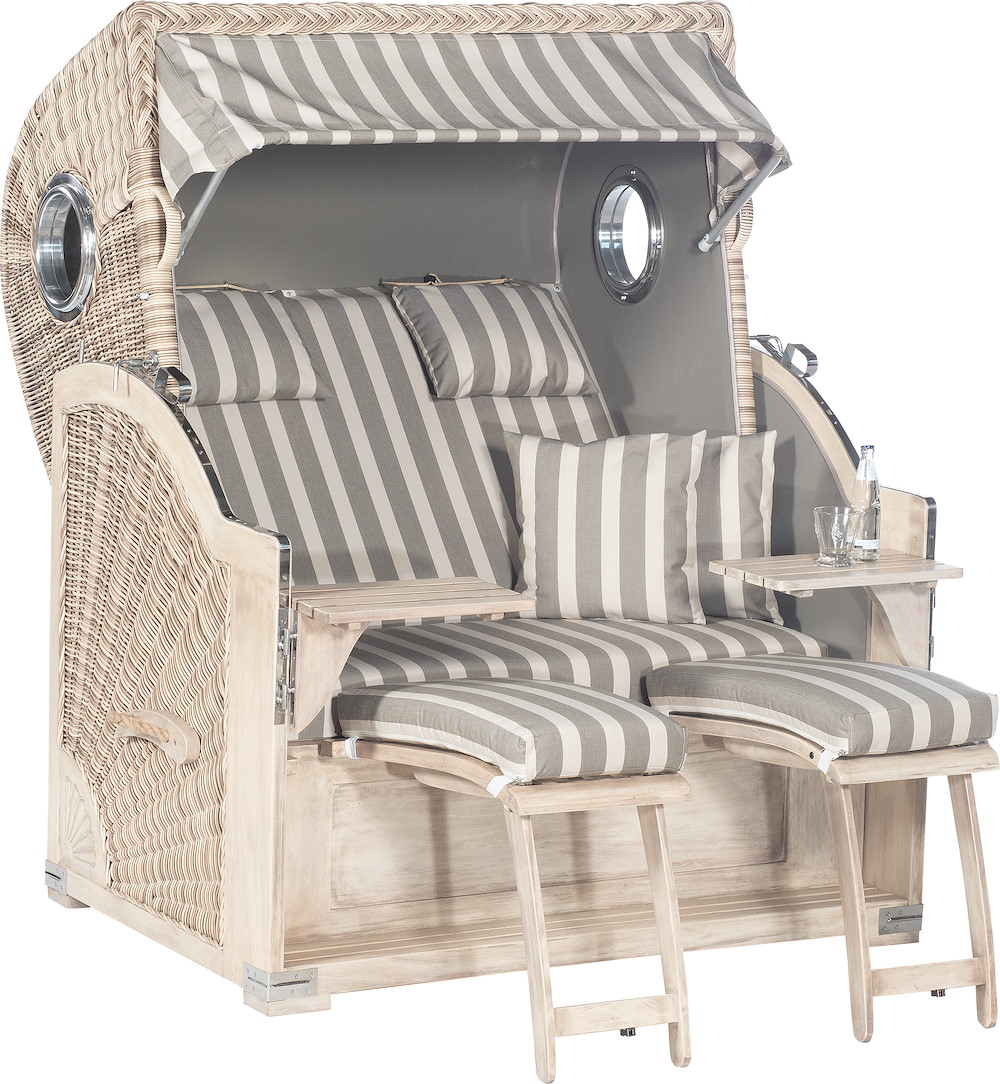 MUESING Strandkorb Rustikal 500 PLUS Comf.Bullaug.antikws.Stoff1251 16976966