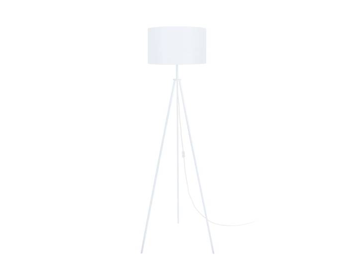 Lampadaire métal blanc abat-jour tissu blanc