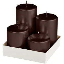 Kopschitz Kerzen Adventset Stumpenkerzen Metallic Glanz Brandy Ø 60 mm, 4 Stück