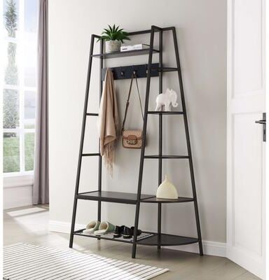 K&B Furniture Hall Tree with Storage Bench - Entryway Shoe Storage, Coat Rack, 5 Side Shelves, Hooks & Shoe Bench