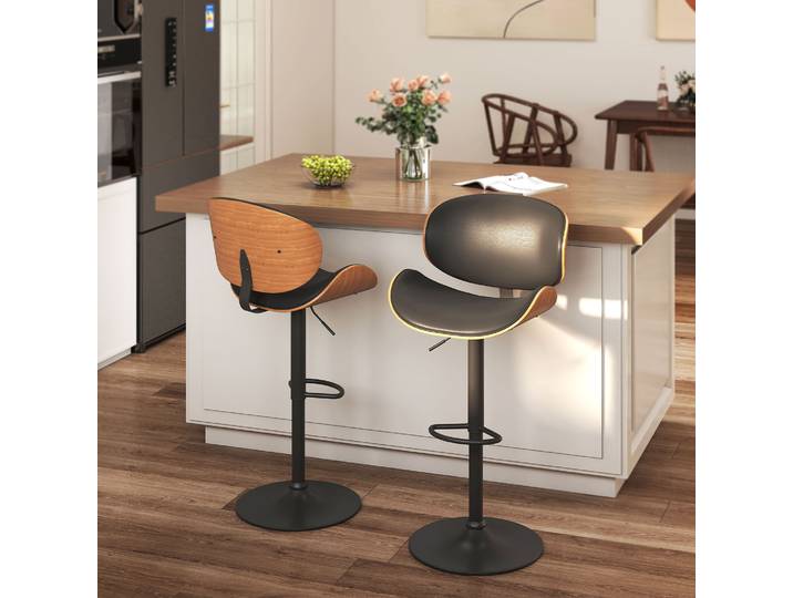 HOMCOM Chaises Bar 2pcs Hauteur Réglable Noir