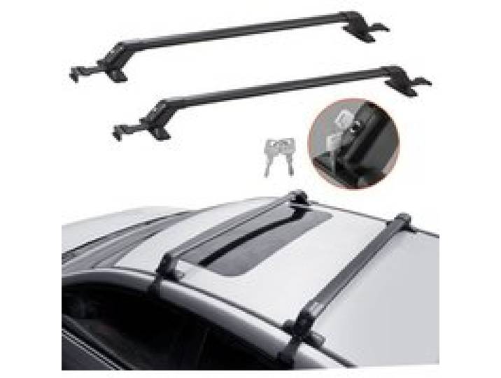 VEVOR Barre transversale de toit universelle, 70 kg, barre supérieure de voiture en aluminium épais, adaptée au toit sans rail latéral, barre transversale de toit nu réglable avec serrure, pour SUV