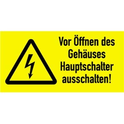 Aufkleber Vor Öffnen des Gehäuses Hauptschalter ausschalten!, Kombischild, Folie,105x52 mm