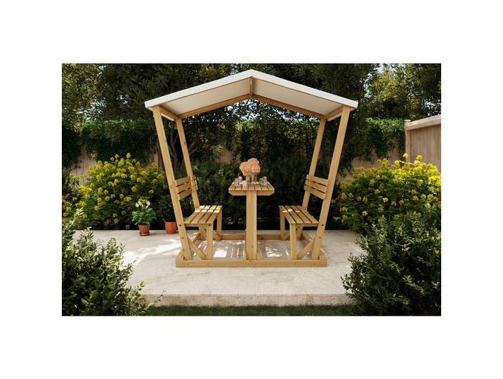Ambia Garden Gartenset, Creme, Akaziefarben, Holz, 3-teilig, Akazie, massiv, 210x183x120 cm, wetterfest, Gartenmöbel, Gartengarnituren, Gartenmöbel-Sets