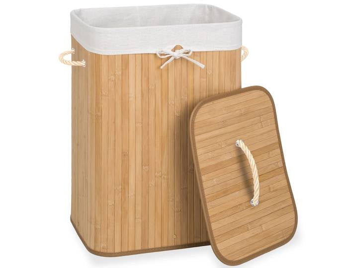 Panier à linge bambou rectangulaire - 72 L, beige