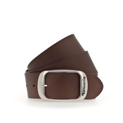 Ledergürtel TAMARIS "Carmen Silver", Damen, Gr. 100, braun, Rindsleder, unifarben, Gürtel Ledergürtel, aus Rindsleder, mit Doppelschließe, 4 cm breit