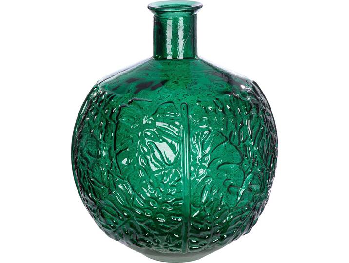 Tischvase GILDE Vase Dschungel , grün, B:33cm H:44cm T:33cm Ø:33cm, Glas, Vasen, Tischvase