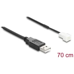 DeLOCK Lüfterkabel USB 2.0 Typ-A Stecker zu 3 Pin (2 Pins belegt) Lüfteranschluss-Stecker 70 cm