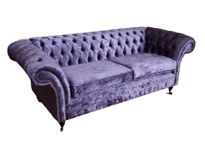Xlmoebel Chesterfield-Sofa Lila Chesterfield Sofa aus Stoff für elegantes Wohnen, Chesterfield-Sofa, Hergestellt in Europa