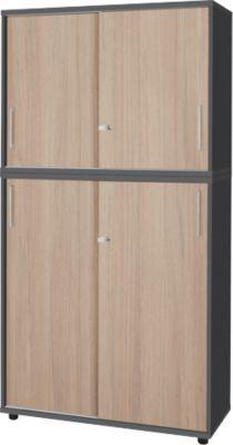 Schäfer Shop Genius Schrankkombination TETRIS WOOD, mit 5 Ordnerhöhen, Platz für bis zu 60 Standardordner, graphit/Eiche