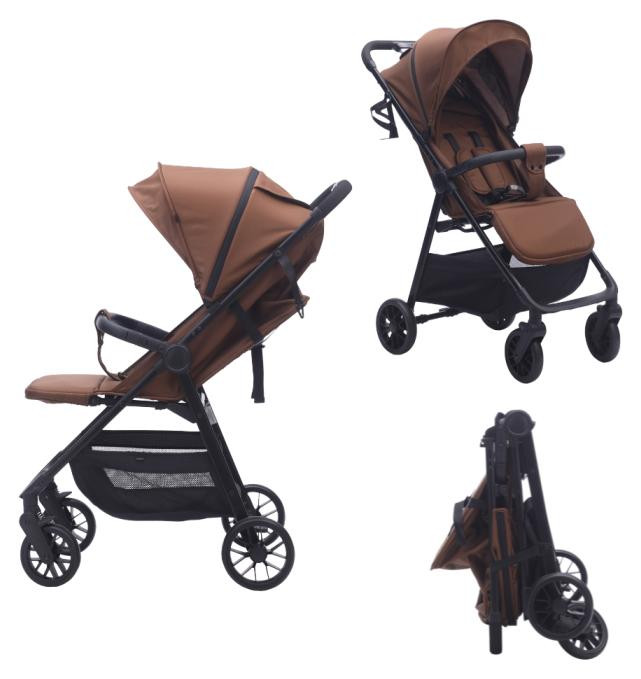 Interchild Cabino Buggy Sun Chocolate – Lichtgewicht buggy vanaf geboorte tot 22 kg met platte ligpositie en extra groot zonnedak