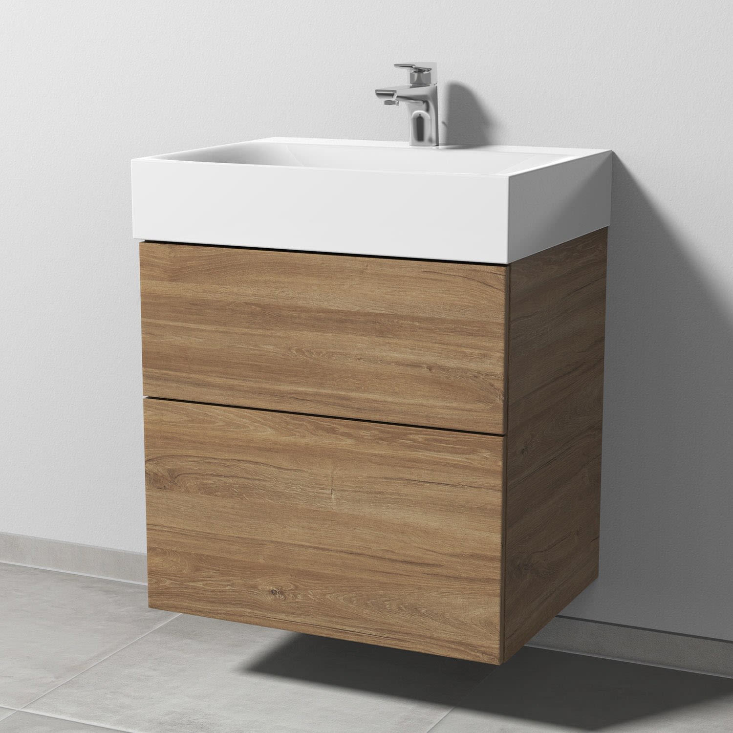 Sanipa 3way Waschtischunterbau für Stahl-Email-Waschtisch Silenio 60 cm, 2 Auszüge mit Push to open