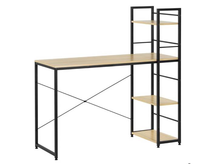 Bureau d'ordinateur moderne avec étagère 120 × 48 × 122 cm – Table industrielle style loft marron clair