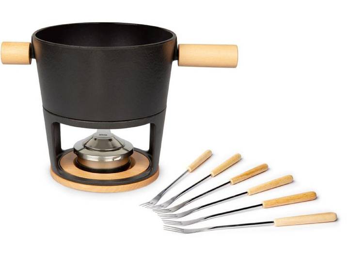 STÖCKLI Fondue Stöckli Käsefonduegarnitur Titlis Big , schwarz, Ø:21cm, Fondues, Holzart: Buche (China), Fondue