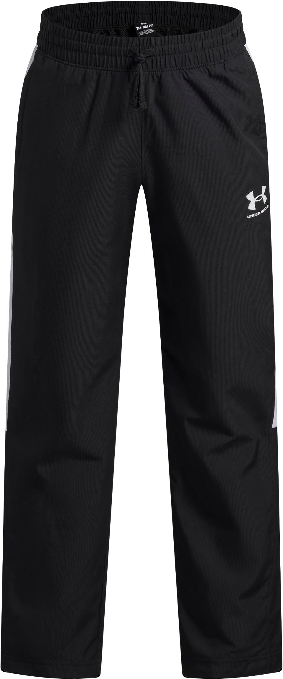 Trainingshose UNDER ARMOUR "UA B RIVAL WVN PANT", Damen, Gr. M, N-Gr, schwarz (schwarz, weiß, weiß), Obermaterial: 100% Polyester. Futter: 100% Polyester, Hosen Trainingshose, sportlicher Stil, für Sportmode, aus Polyester, robustes Material schwarz, weiß