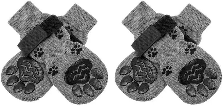INF Haustier Socken Pfotenschutz Grau (4 Stück) – Rutschfeste, Wasserdichte Hundesocken kompatibel mit allen Hunderassen für L