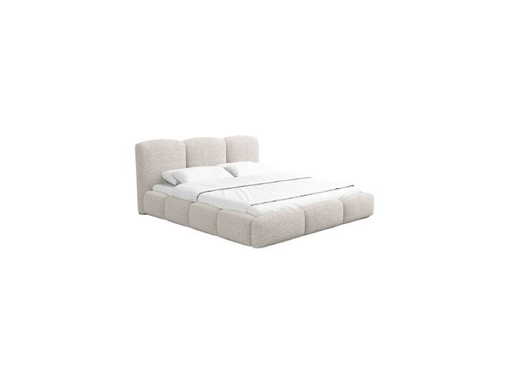 Design Polsterbett „Elvano“ mit Ablagefach, Bouclé Toffee BLOOMINGLOFT Collection