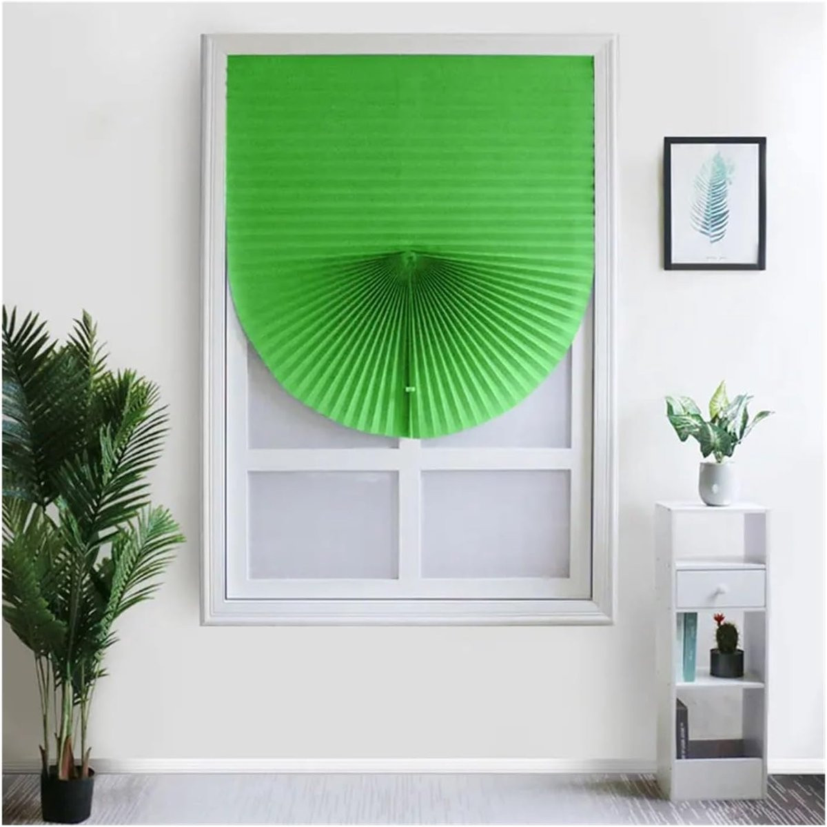 Zelfklevende Plisségordijnen Groen - Semi-transparante Rolgordijnen voor Raamdecoratie - 60 x 150 cm