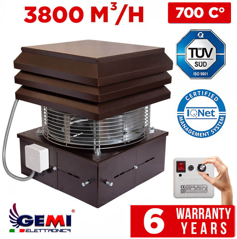 Gemi Elettronica Extracteur de fumée électrique pour cheminée modèle professionnel carré 2500 m³/h extracteur de cheminée électrique gemi