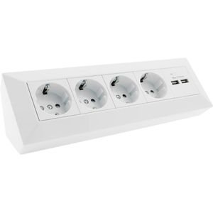 ChiliTec Tischsteckdose 23660, ohne Zuleitung, weiß, 4-fach & USB-A