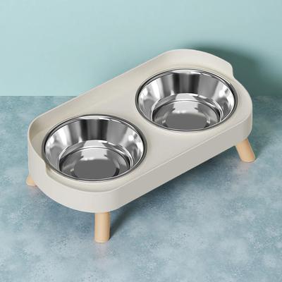 Daily Discovery Elevated Pet Feeder With Dual Stainless Steel Bowls For Dogs & Cats white Stainless