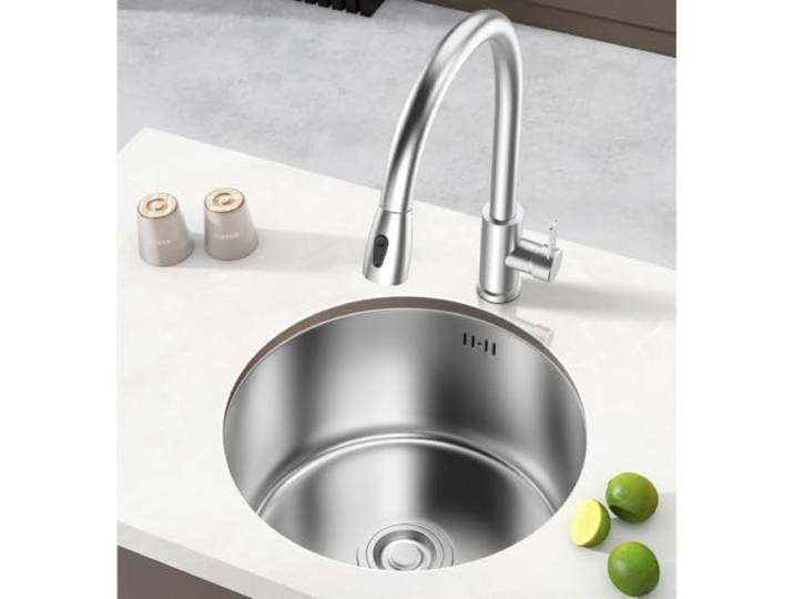 Runde Küchenspüle Unterbau Bar-Spüle Klein 1 Becken Edelstahl 304 Mit Nanobeschichtung Für Bar, Waschküche, Kaffeebereich, Wohnmobil(41cm/16.1in)