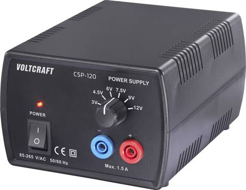 VOLTCRAFT CSP-120 Labornetzgerät, einstellbar Gleichspannung 3 V, 4.5 V, 6 V, 7.5 V, 9 V, 12V 1.5A (max.) 18W Anzahl Ausgänge 1 x