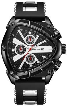 Multicon Wholesale Hub High Quality Silicone Strap Watch, Unique Sports Men Auto Date Quartz Wristwatch, New Design Gift For Him black