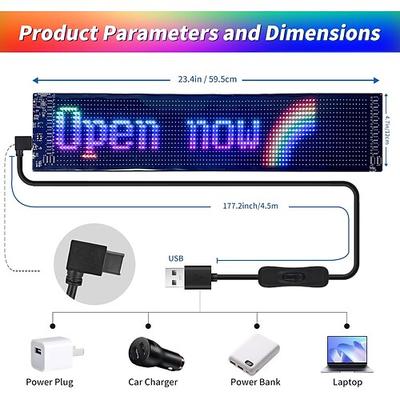 Smart Lights, programmierbares LED-Schild fürs Auto, flexibles, scrollendes, helles LED-Schild fürs Auto, Bluetooth-App, RGB-Animationen, Text, Graffiti-Nachrichtenmuster, Werbung mit Fernbedienungen