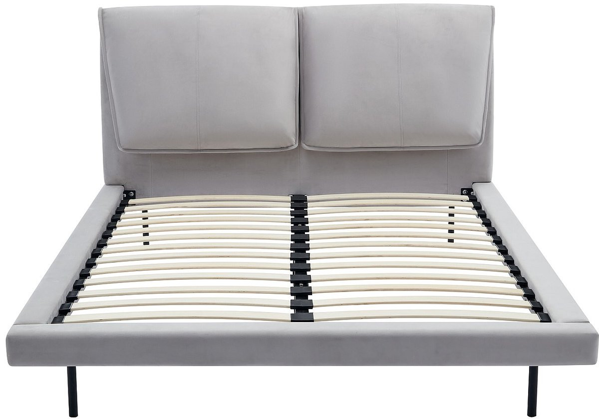 Vente-unique Bedframe met fluwelen bekleding, grijs, 140 x 190 cm