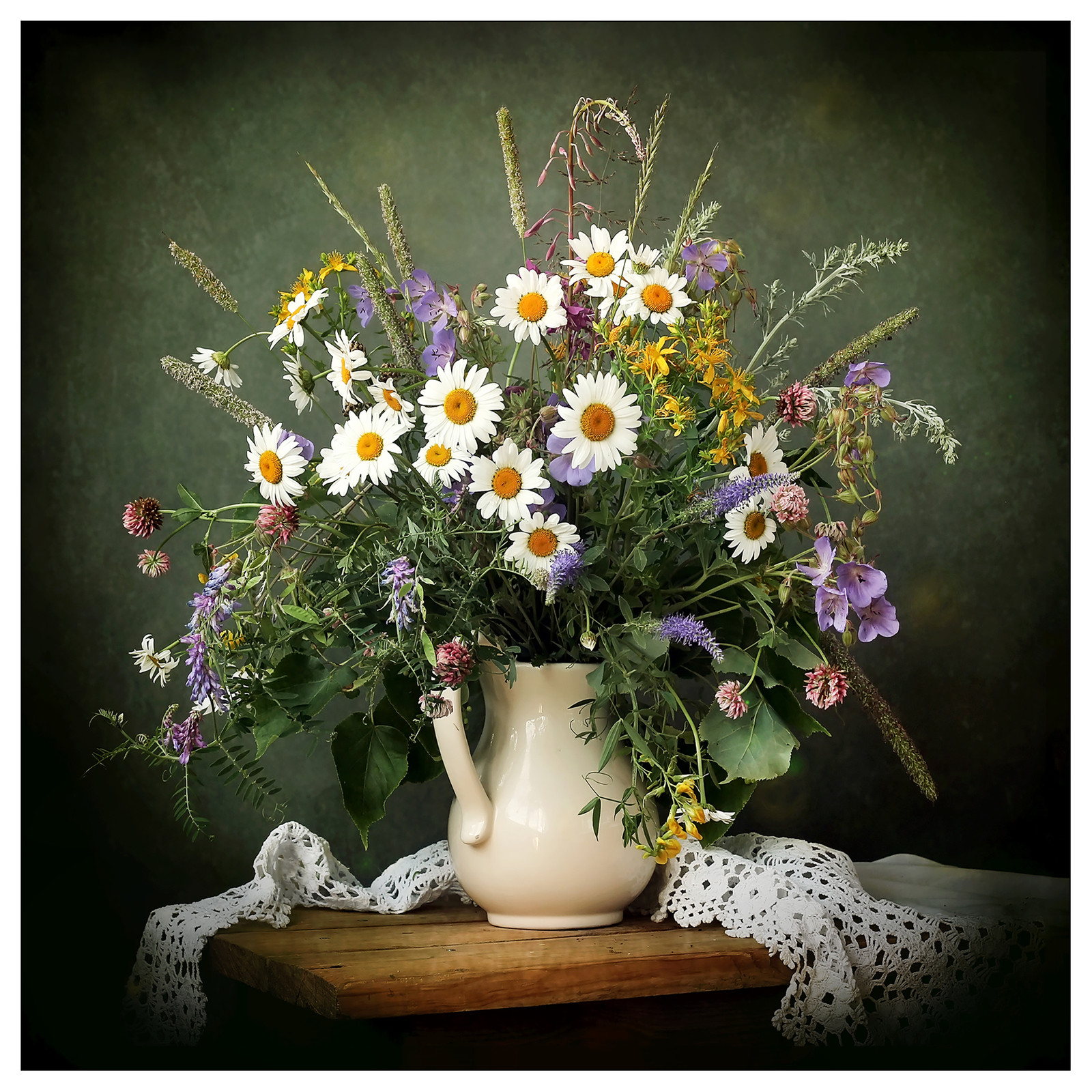 home24 New Baroque Still Life I Canvas Wanddecoratie Groen/Wit/Bruin B: 30 cm, D: 30 cm, H: 2 cm