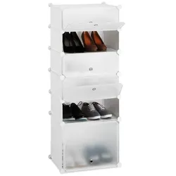 Relaxdays Schuhregal Kunststoff 6 Fächer Weiß,Silber,Transparent