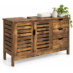 Relaxdays Waschbeckenunterschrank 3 Schubladen Braun