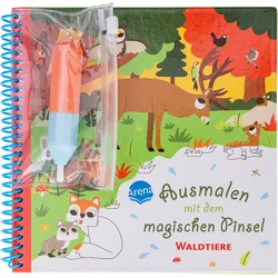 Ausmalen mit dem magischen Pinsel. Waldtiere