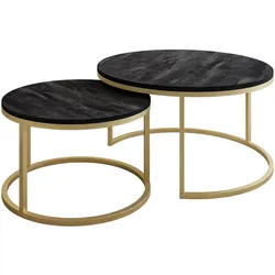 COUCHTISCH 2-in-1 CIRI dunkler Beton matt gold