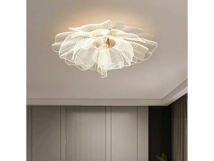 2025 Simple luxueux LED plafonnier fleur Design acrylique lampe étude chambre entrée couloir lumière intérieur or luxe Lig