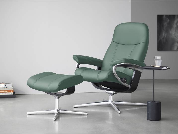 Relaxsessel, Leder PALOMA, Aqua Grün, B:78cm H:97cm T:70cm, Cross Base, Stressless