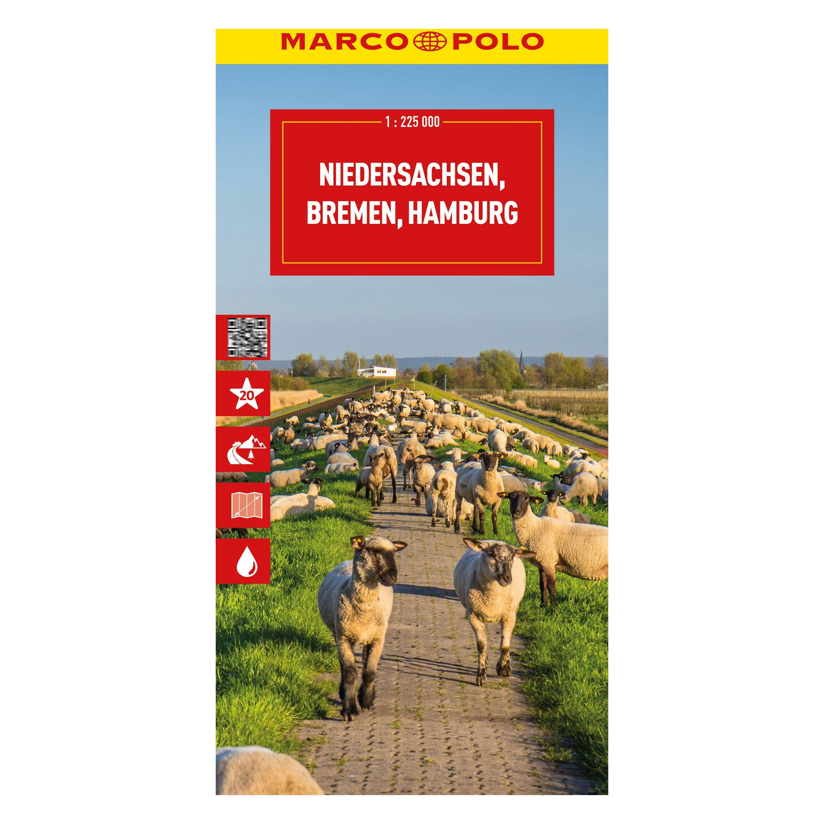 Marco Polo Reisekarte Deutschland 03 Niedersachsen, Bremen, Hamburg 1:225.000 (54330322)