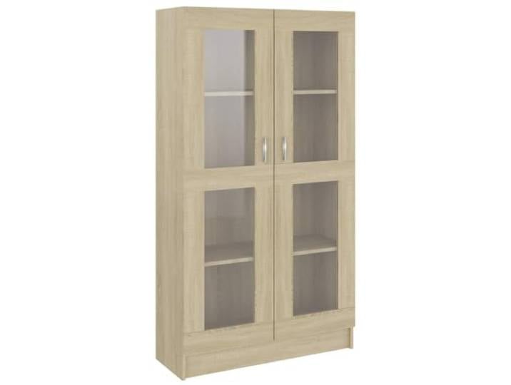 KGHERMDF Vitrinenschrank Sonoma-Eiche 82,5x30,5x150 cm Holzwerkstoff 4 Fächer, 2 Türen, Robust, Pflegeleicht, Vielseitig für Wohnzimmer