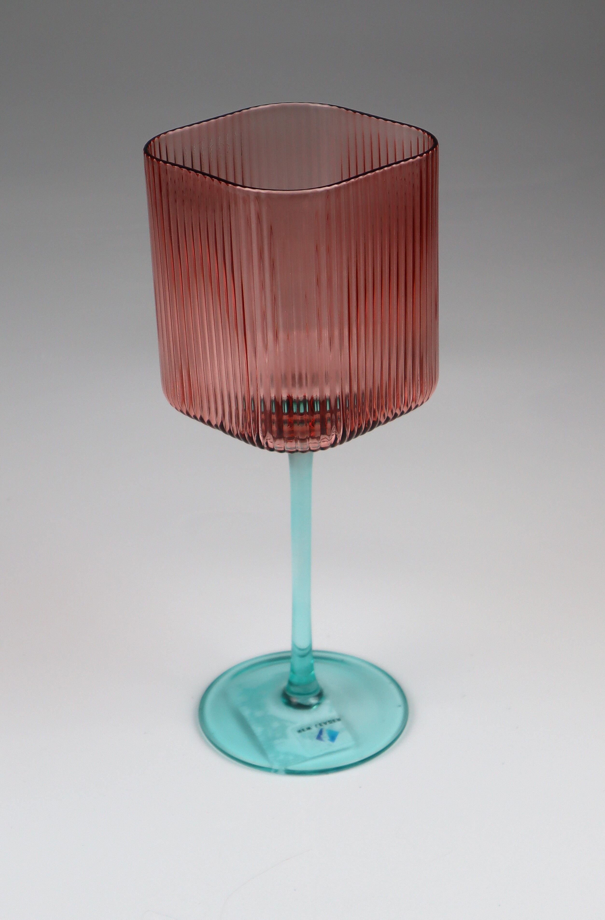 Sektglas AM DESIGN "Handgefertigt", rosa (pink, blau), B:8cm H:22cm, Glas, Trinkgefässe, Sektglas, 3er Set pink, blau 22cm